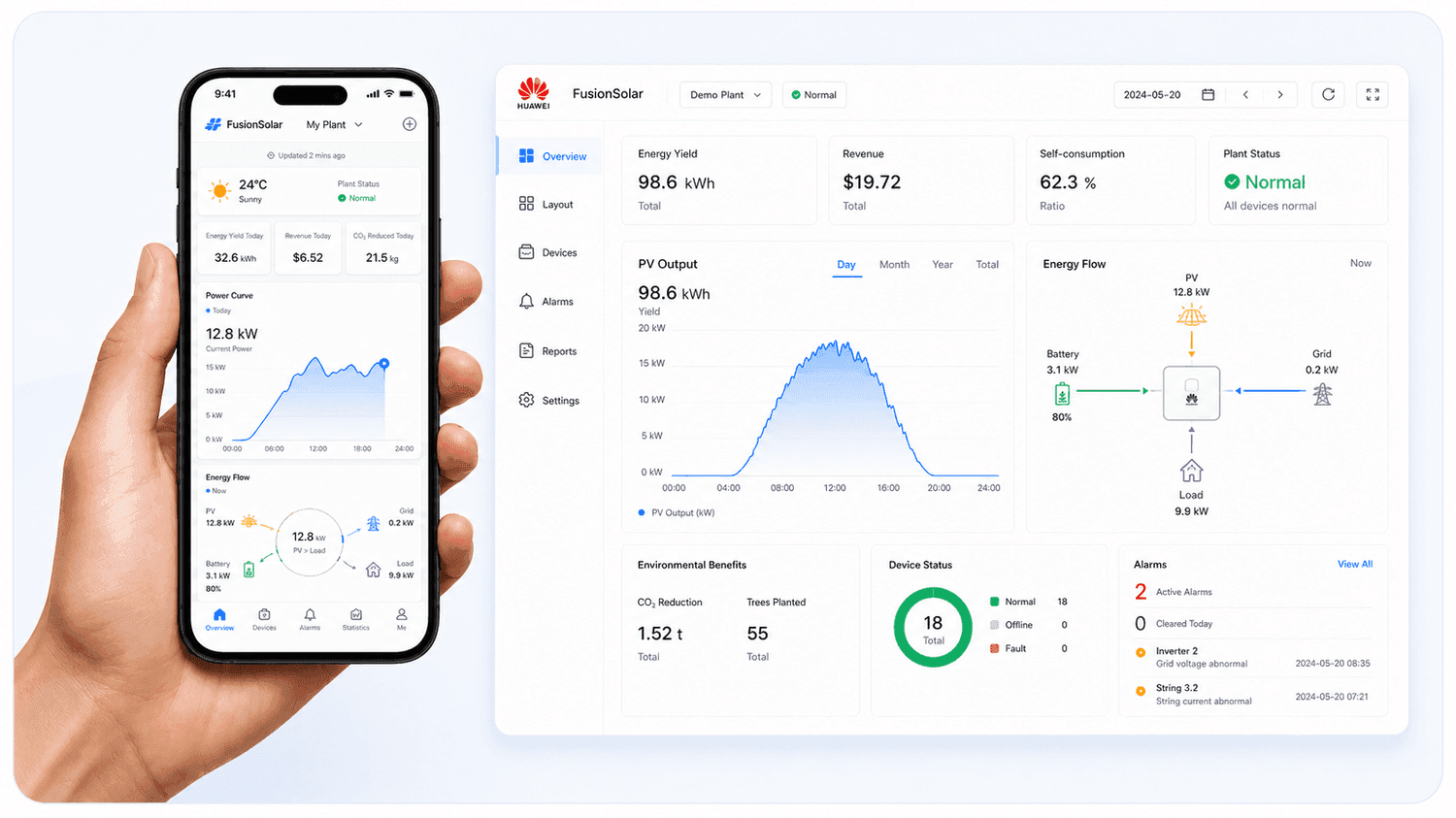 Solar monitoring dashboard and mobile app